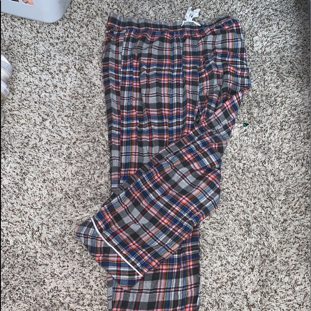 Slightly worn plaid on bottoms